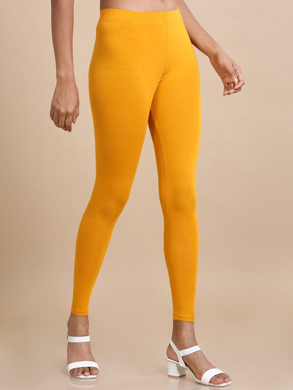 Mustard Single jersey Solid Slim fit Ankle length Legging
