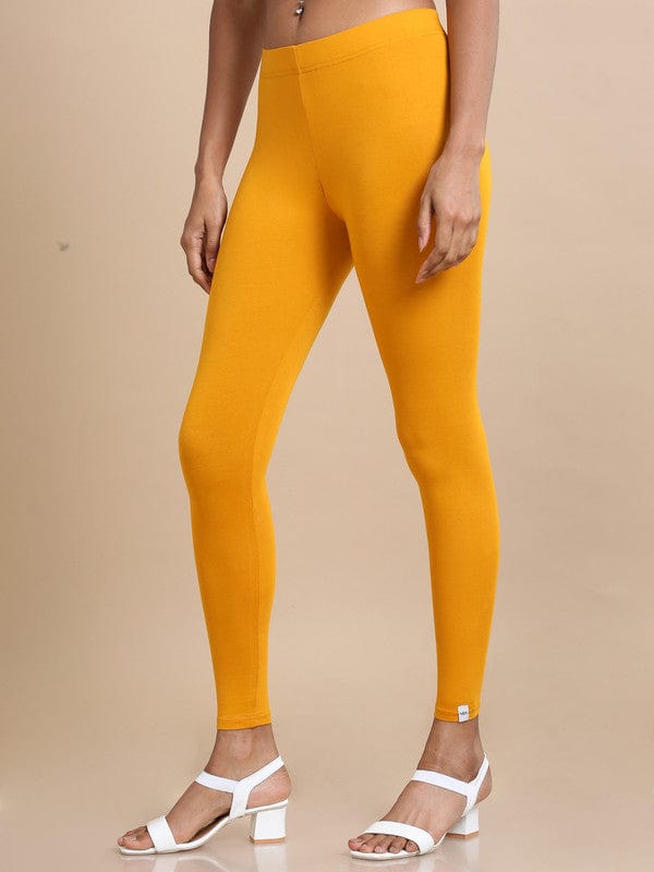 Mustard Single jersey Solid Slim fit Ankle length Legging