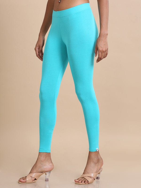 Pool blue Single jersey Solid Slim fit Ankle length Legging