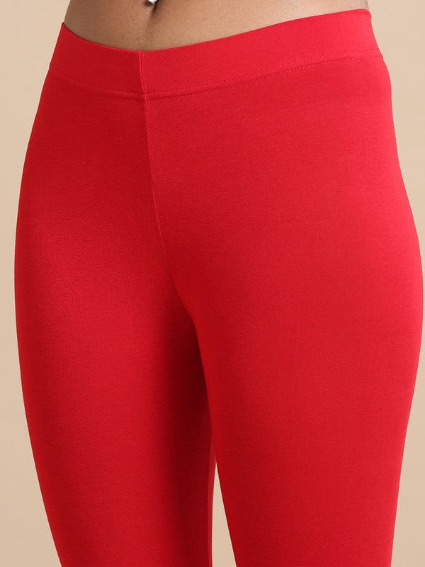 Red Single jersey Solid Slim fit Ankle length Legging