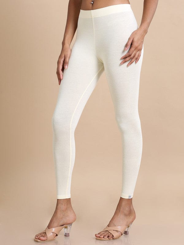 White Single jersey Solid Slim fit Ankle length Legging