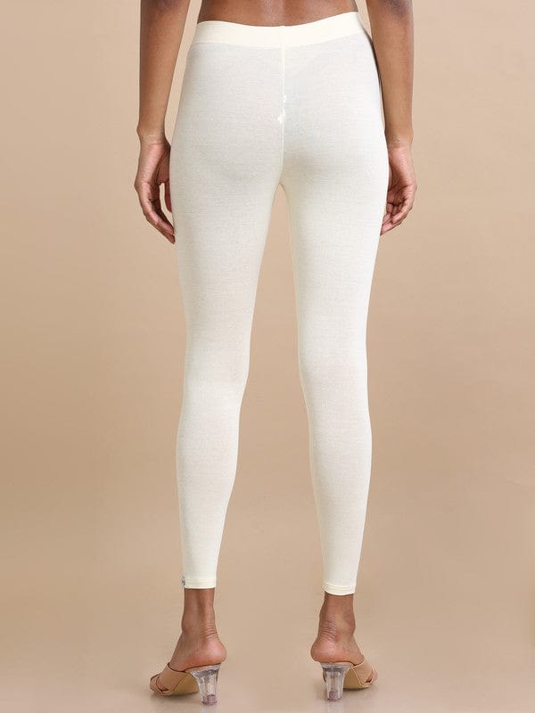 White Single jersey Solid Slim fit Ankle length Legging