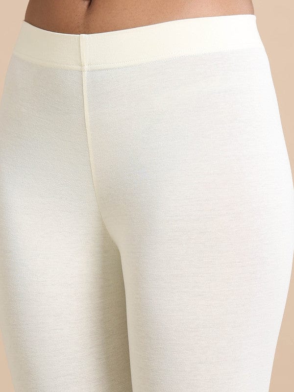 White Single jersey Solid Slim fit Ankle length Legging